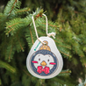 Ornament Penguin Pop up Sponge Replacing Plastic Ornaments as Christmas tree decor for a more sustainable holiday.