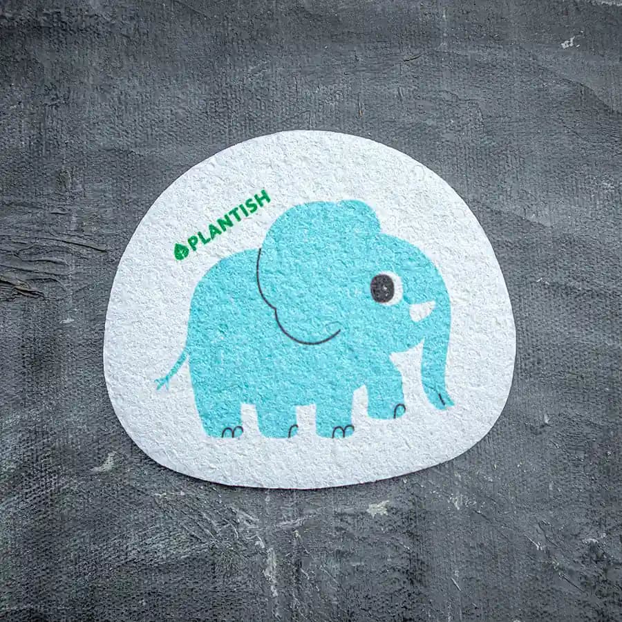Elephant reusable kitchen sponge for eco-friendly and plastic-free kitchen cleaning. Absorbent and multi-use.