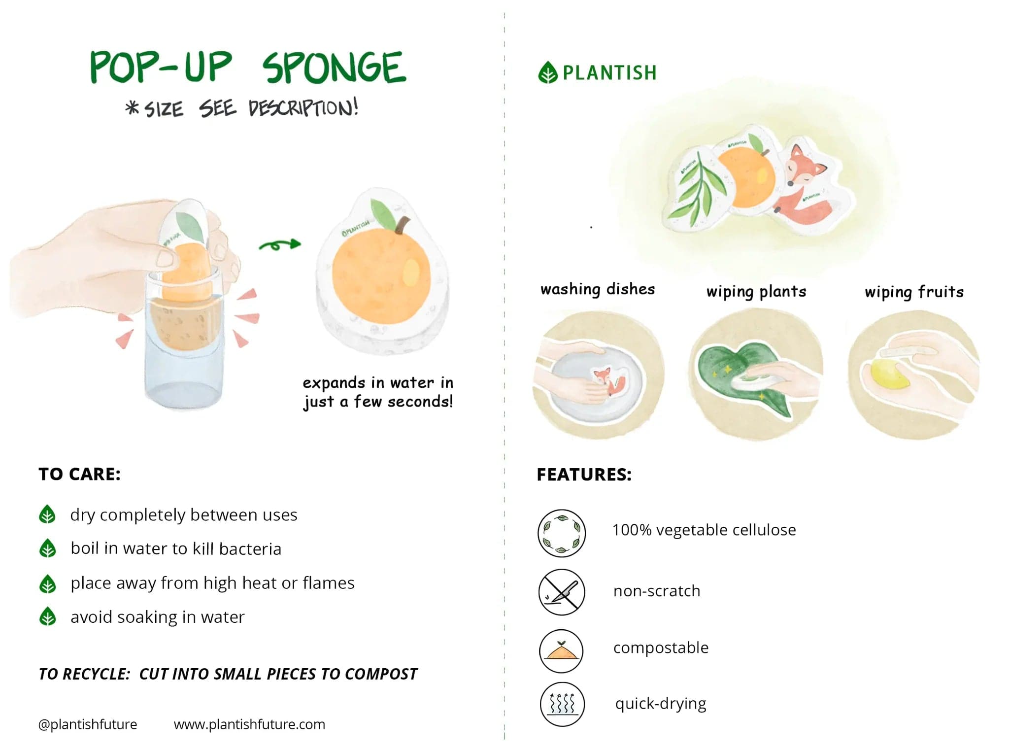 Pop up Sponge Care tips and features