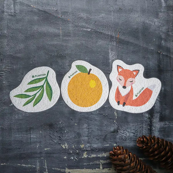 Set of 3 bestselling vegan pop up sponges for kitchen cleaning. Made with wood pulp, making them compostable and plastic-free.