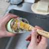 Plastic free yet scratch free coconut bottle brush cleaning glassware. Zero waste kitchen cleaning alternative!