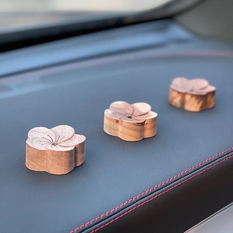 3 sakura wooden essential oil diffusers for car.