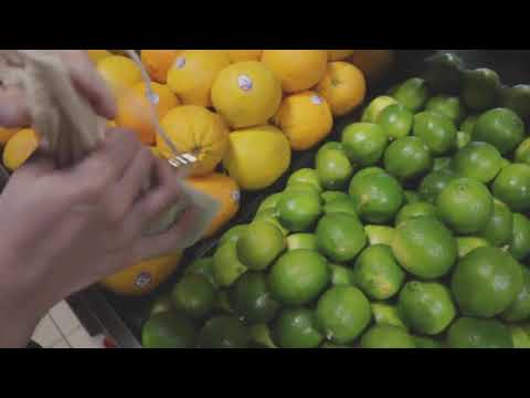 Video of putting limes into a mesh produce bag